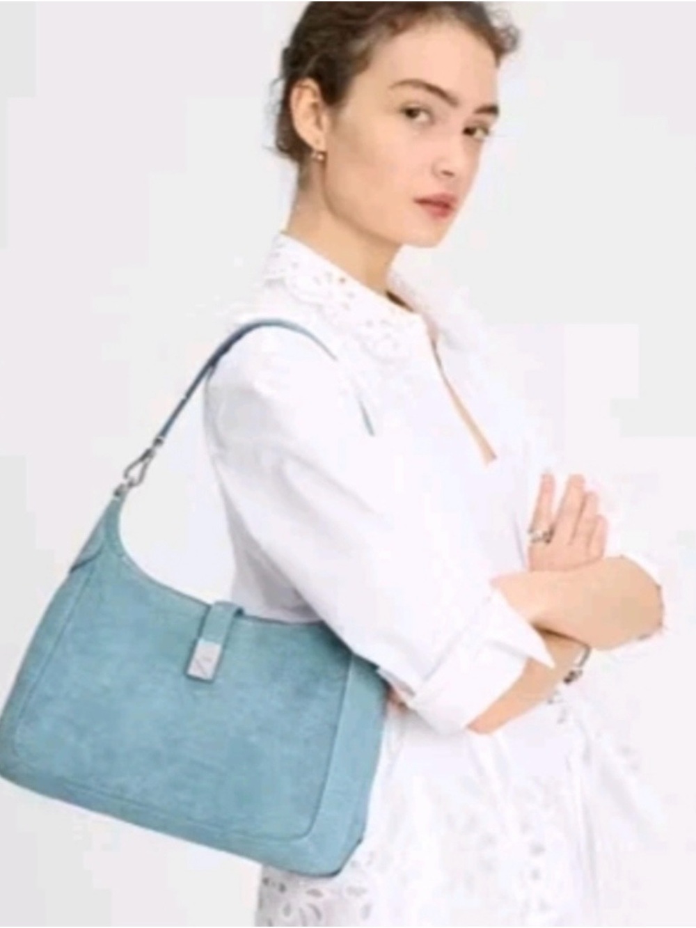 Kate Spade New York Deco Denim Suede Hobo Crossbody NWT